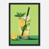 Refresco de limón y menta con hielo en vaso alto, decoración fresca y aromática.