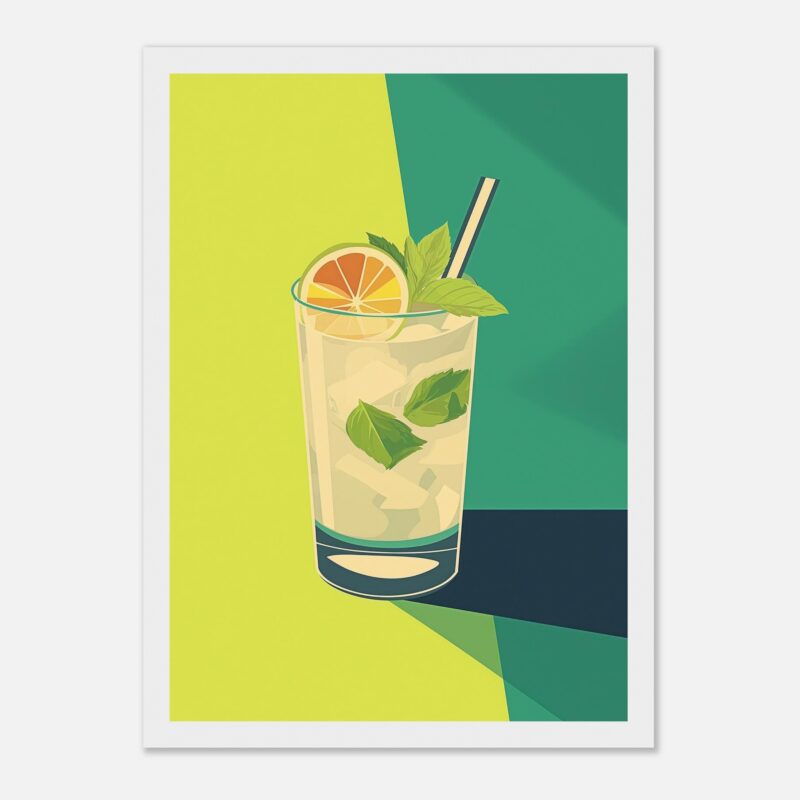 Refresco de limón y menta, bebida refrescante y saludable, en estilo ilustración moderna y colorida.