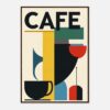 Trazado moderno y colorido de un cartel de café en estilo abstracto.