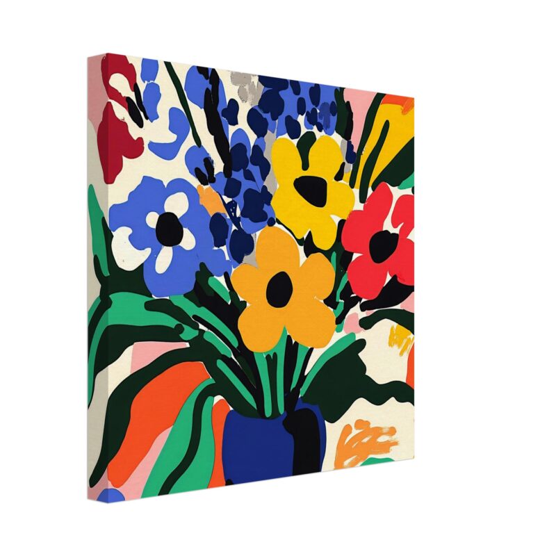 Flores abstractas en colores vibrantes en estilo digital.