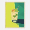 Refresco de limón y menta en estilo digital, ilustración moderna para branding y publicidad.