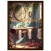 590ab584-bed2-4d51-8705-cbd85a0df4c5.jpg Hermosa ilustración de un baño vintage con azulejos azules y decoración floral.
