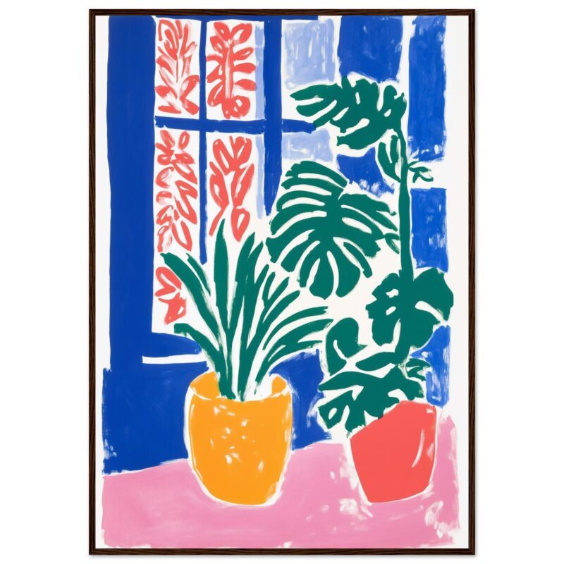 5a028680-ab1c-48d4-9811-02a9bbbf071b.jpg Lienzo con plantas en colores vivos, estilo moderno y colorido, ideal para decorar espacios con arte contemporáneo.
