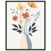 Pintura moderna de flores en y moderna en un jarrón negro - Arte decorativo para hogar.