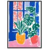 5dba4f2a-0867-4af6-a560-5fa5879d3805.jpg Colores vibrantes en pintura de plantas en macetero con estilo moderno y abstracto.