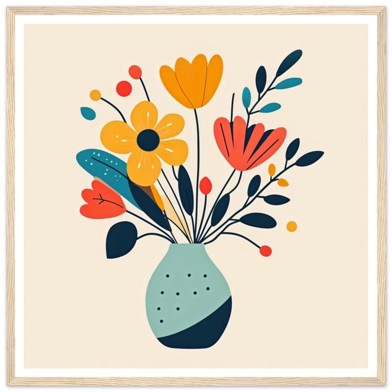 Colores vibrantes en diseño de arte floral digital para decoración moderna.