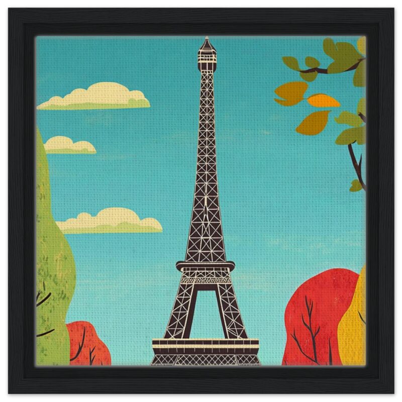 Torre Eiffel en estilo ilustración digital, arte para decoraciones modernas de París, ilustración artística de monumento emblemático.
