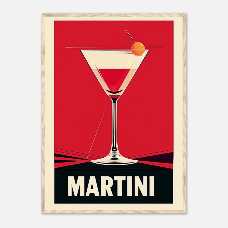 Vaso de cóctel martini con cereza decorativa estilo vintage.