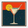 Cóctel estilo retro con limón y pop art en fondo espacial – arte digital de Digiart Studio.