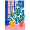 60602487-235c-42d0-a32e-2c6ded6f988b.jpg Vaso con plantas de colores vivos en estilo artístico moderno.