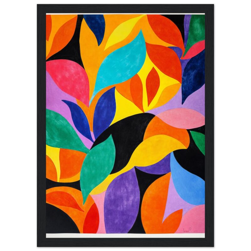 Colores vibrantes y formas abstractas en pintura moderna, obra de arte para decorar espacios creativos.