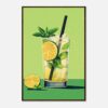 Refresco de limón con menta y hielo en vaso alto, ilustración digital, estilo moderno y colorido.