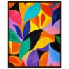 Vibrante pintura abstracta con formas y colores vivos en estilo moderno.
