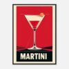 Brindis de cóctel Martini con diseño moderno y colores vibrantes.