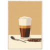 Vaso de café frío con leche y espuma, ilustración digital.