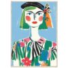1. dibujo artístico de mujer con flores y colores vivos, arte digital, ilustración moderna, estilo fresco y vibrante, ideal para decorar.