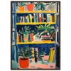 Libros y plantas en estantería con estilo colorido y pintura expresionista en Digiart Studio.