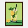 Refresco de limón y menta en un vaso con hielo y una pajilla, estilo digital inspirado en Digiart Studio.
