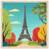 Torre Eiffel estilo artístico, ilustración colorida de París, arte digital arquitectura parisina.