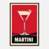 Cóctel Martini en cartel vintage estilo arte pop.