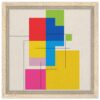 Colores vibrantes, arte abstracto, marco de madera, decoración moderna, obra de arte original.
