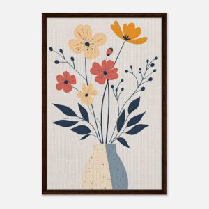 Flores modernas en cuadro decorativo para interior, arte digital de Digiart Studio.
