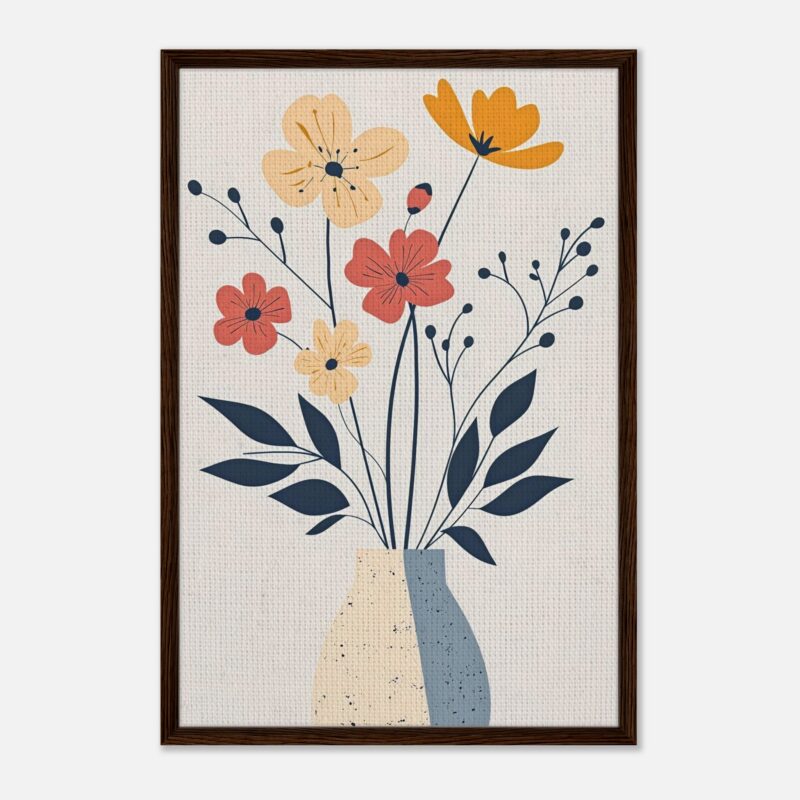 Flores modernas en cuadro decorativo para interior, arte digital de Digiart Studio.