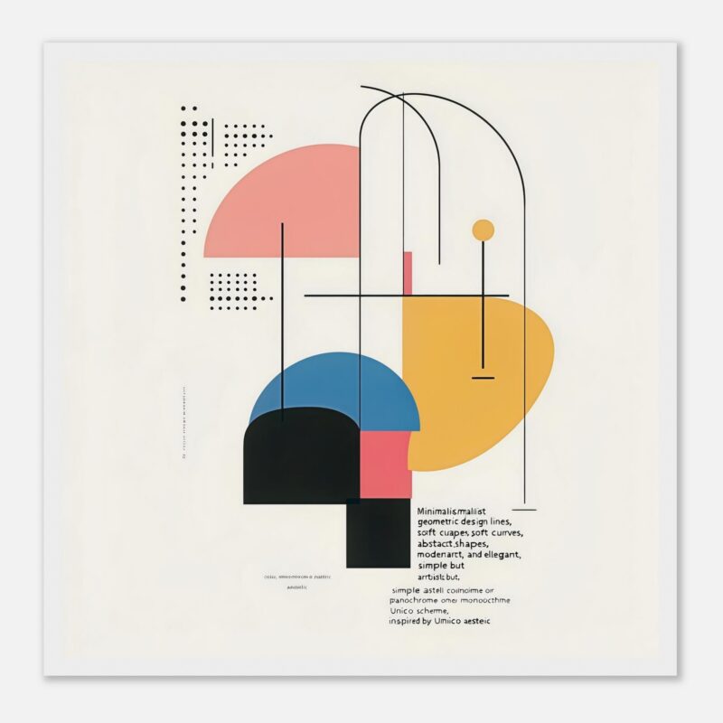 Diseño gráfico minimalista con formas geométricas y líneas sencillas, ideal para arte moderno y decorativo, inspirado en la estética de Umiico.