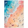 Playa con olas y personas en la arena, arte digital de alta calidad, estilo impresionista, decoración moderna, arte para pared.