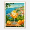 Refresco de verano con limón en un entorno costero mediterráneo, arte digital de alta calidad.