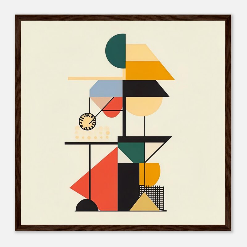 Colorido cuadro de arte abstracto con formas geométricas para decoración moderna.