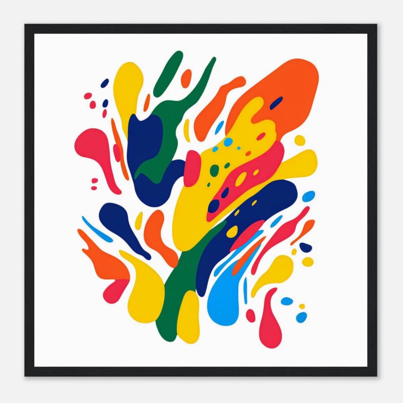 Vibrante arte abstracta con gotas de colores en estilo moderno.