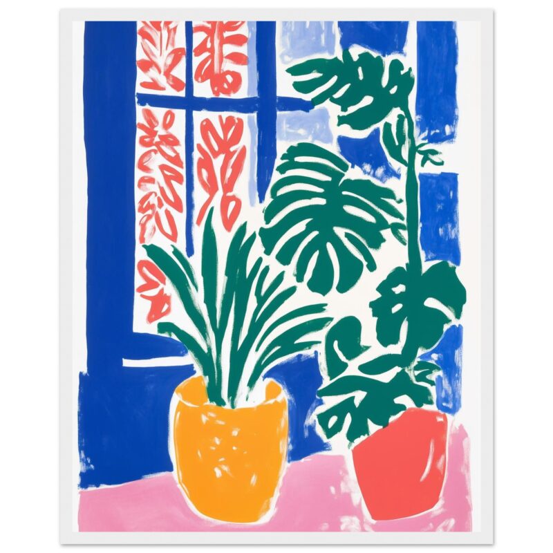 7efdfd1f-c1eb-4813-841a-060ce83a5c68.jpg Vasija amarilla con plantas tropicales en estilo moderno y colorido.