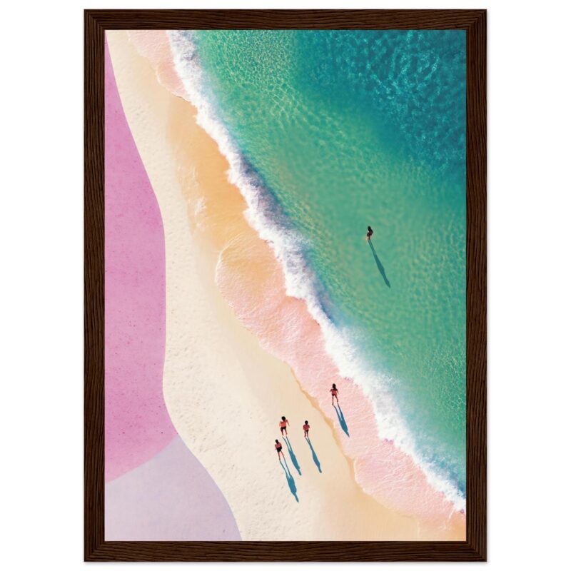 Viento en la playa, arte digital con efecto pintado, decoración moderna, paisaje costero, ambiente relajante, obra abstracta, estilo contemporáneo.