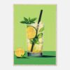 Refresco de limón y menta digital ilustración, bebida refrescante, cóctel con hielo, estilo moderno y vibrante.