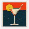 Limonero en cóctel estilo retro con fondo espacial y estrellas brillantes.
