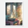 Lavabos vintage con espejos y flores en iluminación natural, ideas para decoración de baños modernos y artísticos.