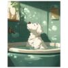 8766d284-301d-43b3-b9ad-21b870fab7a6.jpg Perro en bañera con agua y luz natural, ilustración digital de alta calidad, estilo artístico para proyectos creativos.