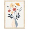 Flores de arte moderna en marco de madera, decoración para interiores, ilustración artística.