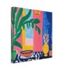 Colorida pintura moderna de naturaleza muerta con flores y plantas, estilo artístico digital, diseño para decoración interior.