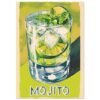 Refrescante bebida mojito con limón y hierbabuena en vaso con hielo, ilustración artística de estilo watercolor.