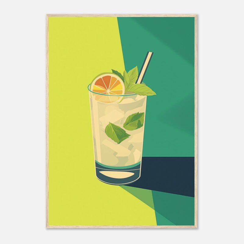 Refresco de limón menta en estilo arte digital para diseño publicitario.