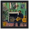 Guitarrista tocando en interior con plantas y arte, estilo pintura artística, obra de Digiart Studio.