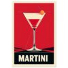 Cóctel Martini vintage, cartel publicitario de estilo retro, arte estilo pop art, diseño gráfico llamativo.