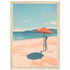 Técnicas de ilustración digital para escenas costeras y playa, estilo vintage y minimalista.