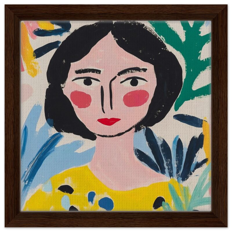 98c932bd-7e01-4fa5-b3e5-4b50952513c3.jpg Retrato de estilo abstracto con mujer, colores vibrantes y toque artístico para decoración moderna.