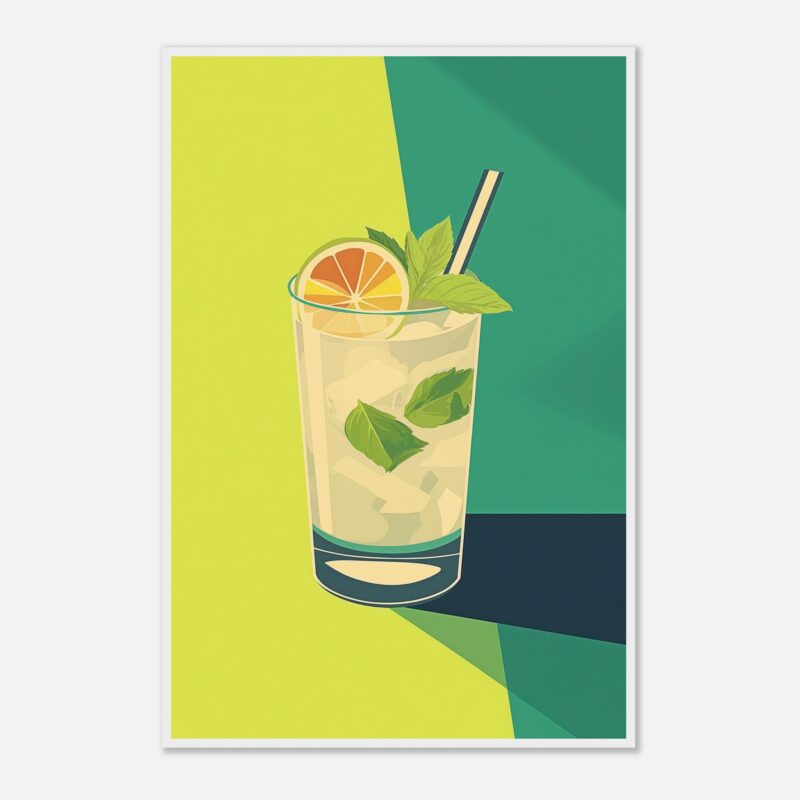 Refresco de limón y hierbabuena ilustrado en estilo vectorial para diseño gráfico y branding.