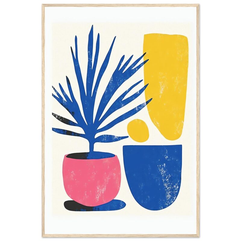 Colores vibrantes en diseño de arte moderno con plantas.