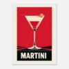 Cóctel Martini en estilo moderno y minimalista con colores vibrantes y líneas precisas.
