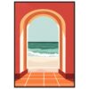 Puerta con vista al mar en estilo minimalista.